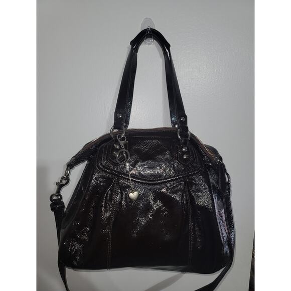 Coach Ashley Leather Convertible Satchel Chocolate Brown Patenrt Leather - Picture 1 of 5